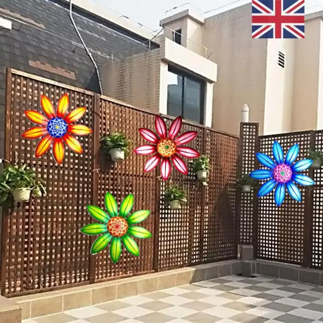 4X Home Fence Ornament Metal Flower Garden Decoration Wall Art Hanging Sculpture