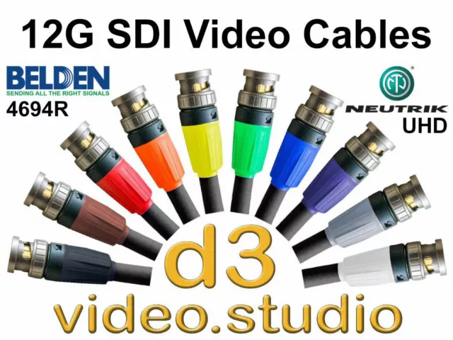 12G UlHD 4K HD SDI Digital Video Cable with Belden 4694R & Neutrik UHD BNC Plugs