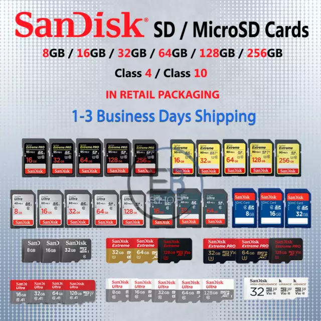 SanDisk SD Card OR Micro SD Cards 4gb 8gb 16gb 32gb 64gb 128gb lot Fast Memory