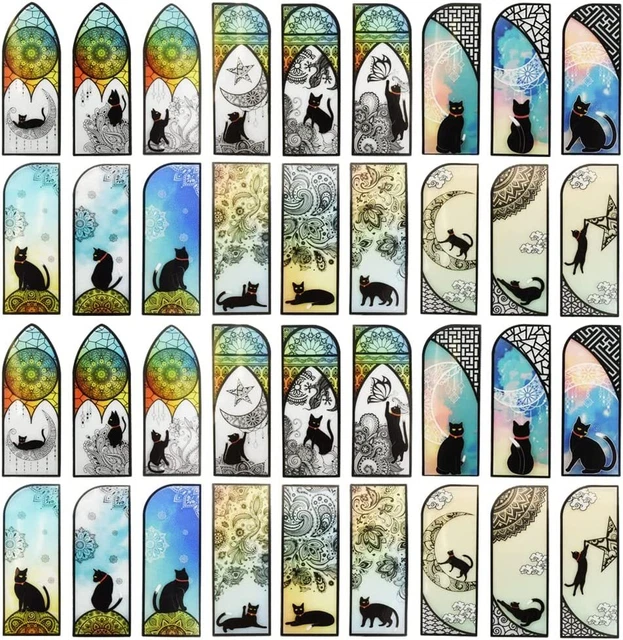 Beautiful Bookmark Cat Stained Glass Plastic Stylish Cute Freeship with Fast FB