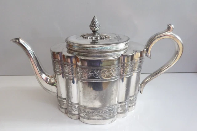 Victorian Joseph Haywood silver plated EPNS decorative antique teapot hinged lid