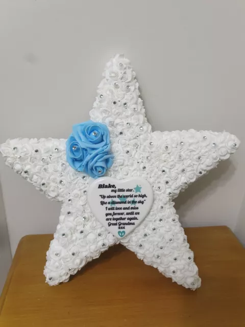 Personalised Star Artificial Memorial Tribute Funeral Flower Wreath Son