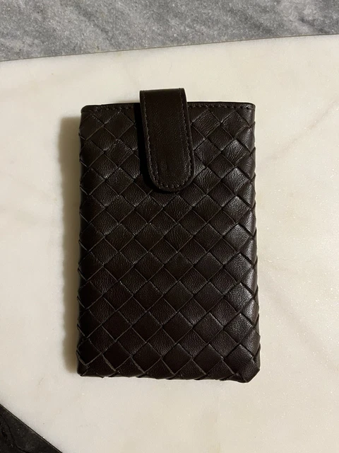 Bottega Veneta Card Phone Holder Clasp - Chocolate Intrecciato Leather