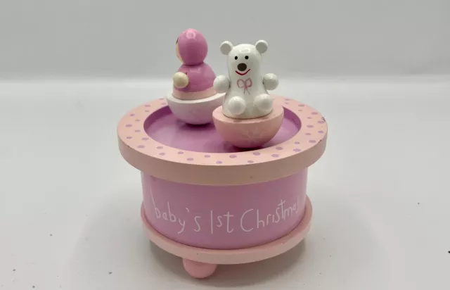 Gisela Graham Baby's 1st Christmas Music Box Pink Girls Gift Present