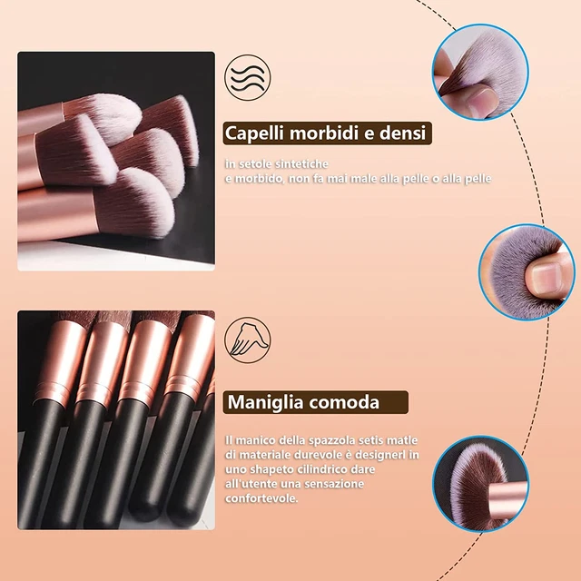 AMMIY 14 Pezzi Pennelli Trucco Professionale Set,Kit Di Pennelli Da Trucco, Penn 2