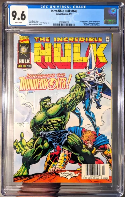 1st Appearance THUNDERBOLTS Newsstand Edition INCREDIBLE HULK #449 CGC 9.6, 1997