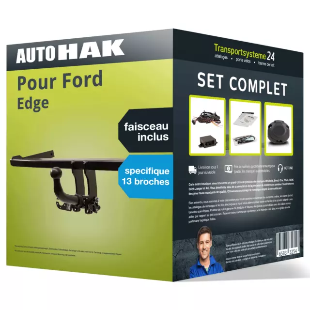 Attelage pour Ford Edge 16- Démontable Auto Hak + Faisceau spécifique 13 broches