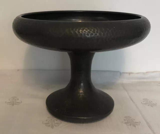 VINTAGE ART NOUVEAU PEWTER FRUIT BOWL on PEDESTAL Stand – CRAFTSMAN SHEFFIELD