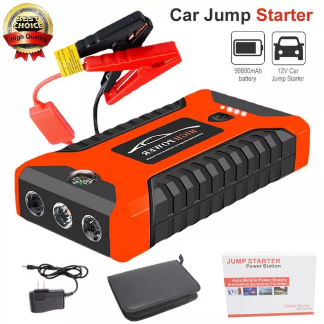 99800mAh 12V Car Jump Starter Pack Booster Charger Battery Power Bank Portable