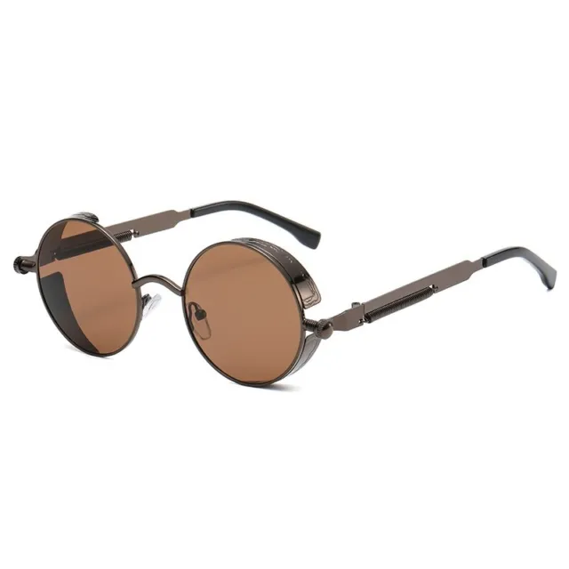Brand Design Sun glasses Vintage Polarized Mens Sunglasses Steampunk Round UV400