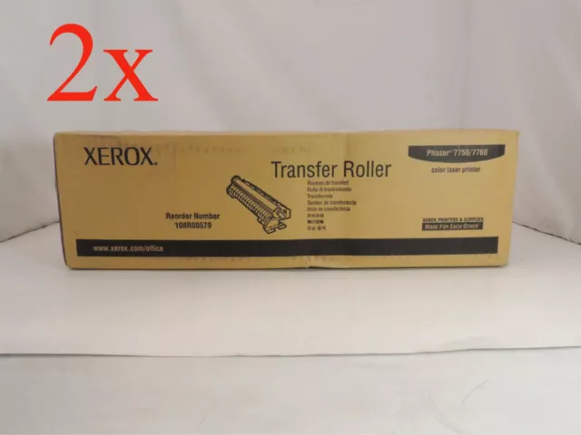 Lot of 2 NEW Sealed GENUINE Xerox Phaser 7750 7760 Transfer Roller 108R00579