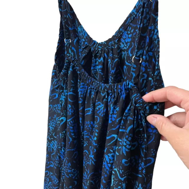 Aloha Royale Black Blue Short Bali Dress Swim Cover Batik Pineapple One Size 2