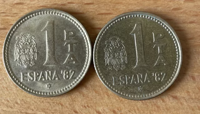 Monedas de 1 peseta, Rey Juan Carlos I, año 1980. España 82, Estrella 81 y 82