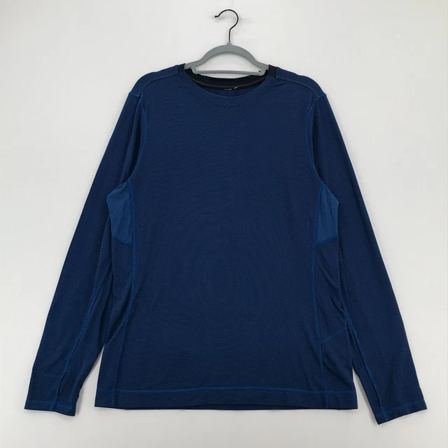 Lululemon Shirt Mens Large Blue Black Long Sleeve Active Running Yoga Casual Men