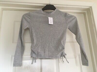 Girls, BNWT, Matalan, Grey, Ribbed Effect, Side Tie, Long Sleeved Top. Age 11yrs