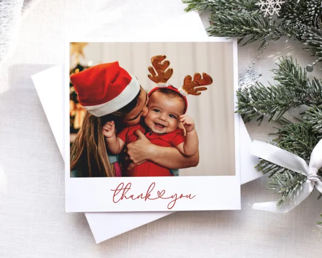 Christmas Personalised Photo Thank You Cards + Envelopes