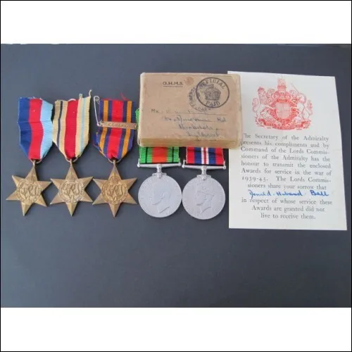 Royal Navy WW2 Named Casualty medal group (Burma star + clasp) - Japanese u-boat