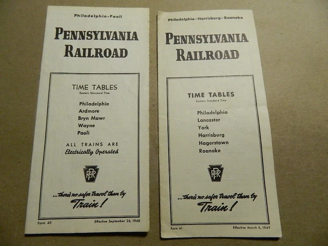 2 filler 1948 1949  PRR Pennsylvania Railroad timetables Roanoke Hagerstown