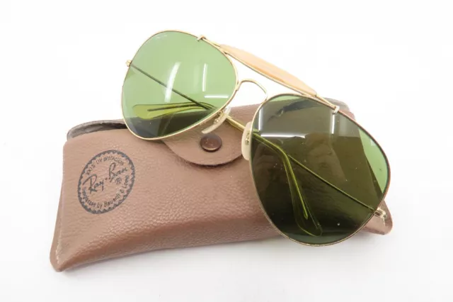 Vintage B&L Ray Ban aviator sunglasses w/case USA 62-14 etched BL men's M/L