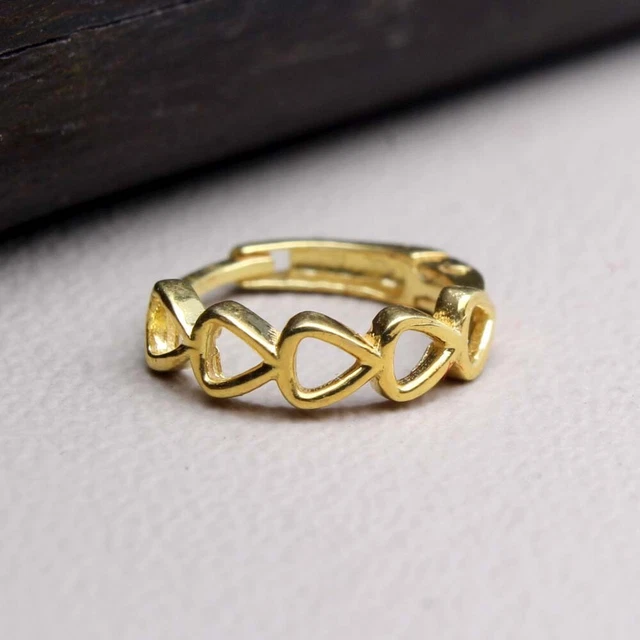 Carino Stile Cuore 14K Vero Oro Indiano Cerchio Clicker Naso Anello