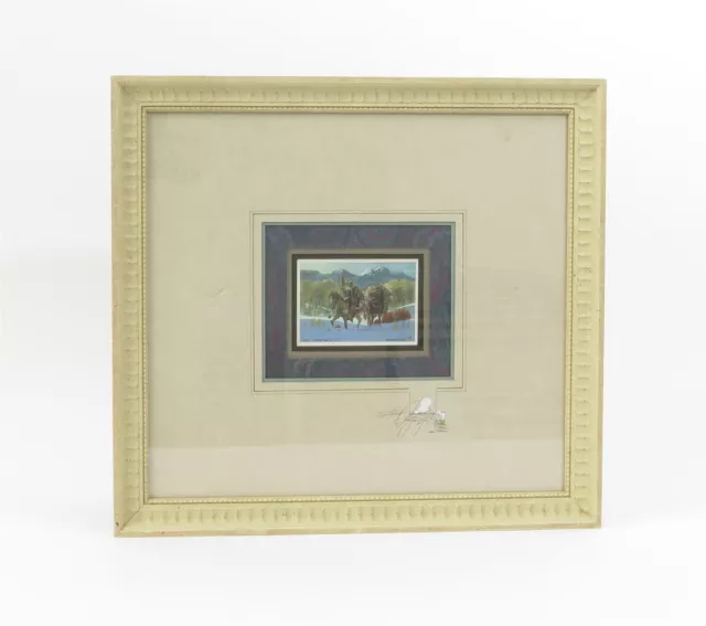 Original Signed, Framed, & Remarked Matte Merlin Little Thunder 2.5" x 3.75" Art