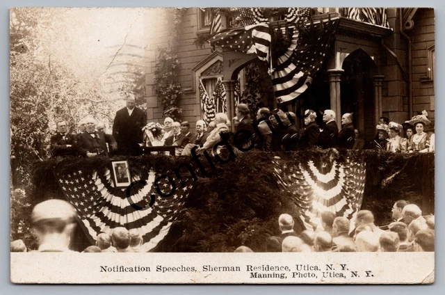 Real Photo Notification Speech Vice President Sherman At Utica NY RP RPPC G66