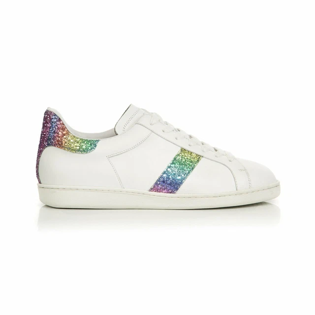 AIR GRACE Copeland White Rainbow Glitter Trainers 89.00