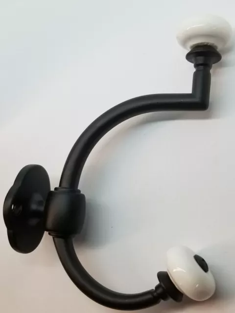 Flat Black Cast Double Front Mount Coat Hook Porcelain Knobs old classic antique