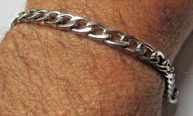 Bracelet En Argent 925 Double Maille Canyon - Longueur 19 Cm, Poinçon 925, Occasion Très Bon état