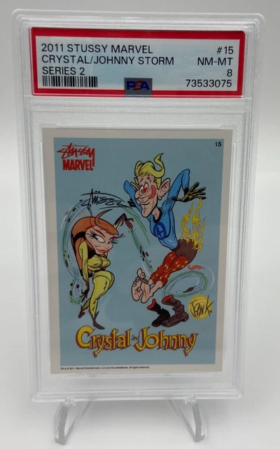 2011 STUSSY MARVEL Series 2 card #15 CRYSTAL / JOHNNY STORM grade PSA 8