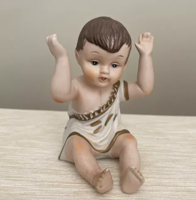 Vintage Bisque Piano Baby Doll Sitting Figurine Statue