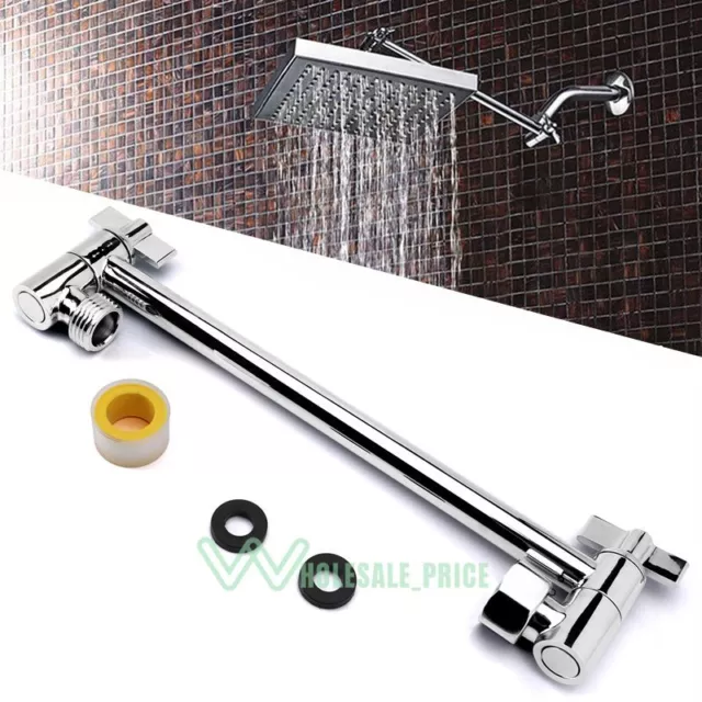 11" Rain Shower Head Extension Arm Pipe Stainless Steel Bathroom Wall Mounted