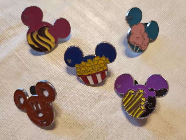 Disney Pin Icon Food Series Hidden Mickey Dole Whip-Churro-Cotton Candy-Popcorn