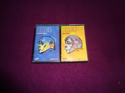 LOT 2 CASSETTE TAPE BREL VOL.1 & 2 LES VIEUX PLAT PAYS BARCLAY MORETTI 
