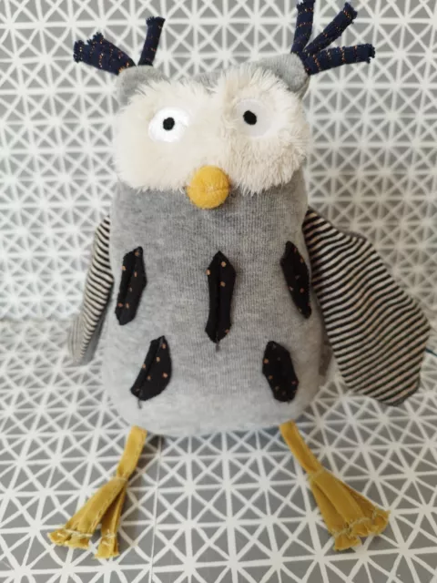 Doudou peluche musicale hibou chouette 22 cm Les Moustaches Moulin Roty