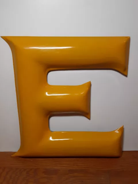 Vintage 12 inch Original YELLOW PORCELAIN LETTER E-Gas-Service Station