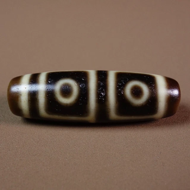 Brown Old Agate Rare 4 Eyes DZI Beads Ancient Tibetan Amulet Pendant GZI #765