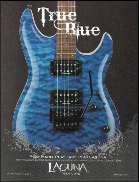 Laguna LE400Q Blue Quilted Maple Carved Top guitar ad 2010 advertisement print