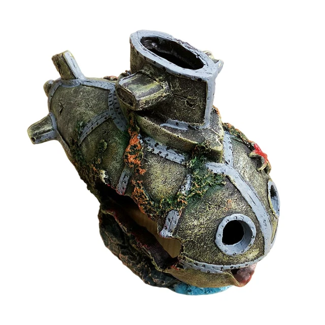 Aquarium Submarine Shipwreck Fish Tank Ornament Sunken Ship Boat Aqua Decoration