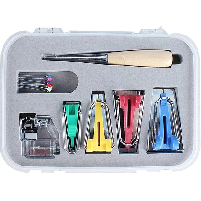 Bias Tape Maker Kit Set For Sewing Quilting Awl And Adjustable Binder Foot Wit