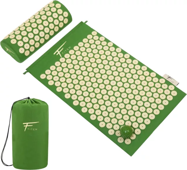 Fitem - Kit d'acupression - Relaxation Musculaire - Tapis, Coussin fleur, Sac, B
