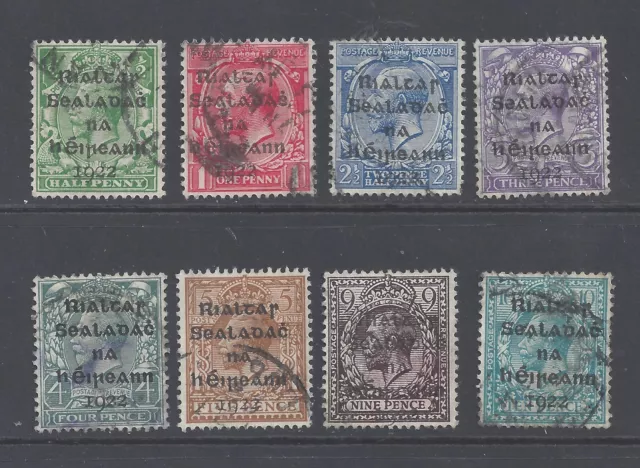 Ireland 1922 Dollard  Overprint Set Of 8 Used Sg 1/9