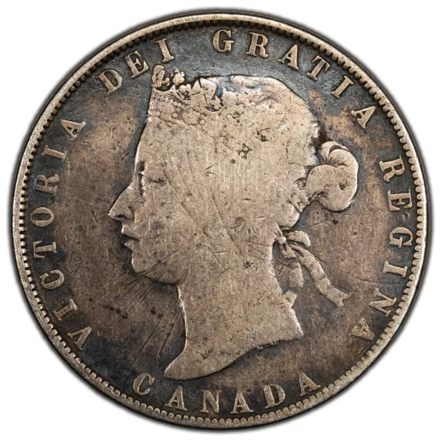 Canada 1872-H 50 Cents Half Dollar Silver Coin - Obverse Scratches