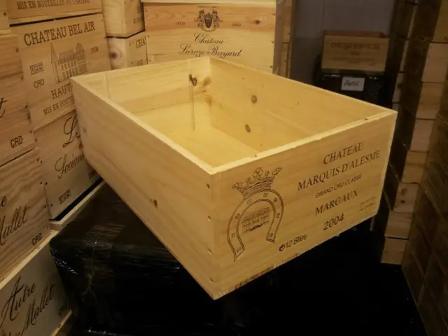 1 X French 12 Bottle Genuine Wooden Wine Crate Box Planter  Hamper Storage + 2