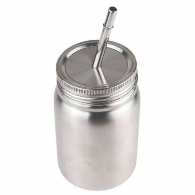 Unbreakable Stainless Steel Single/Double Walled Mason Jar with Lids Straw 700ml