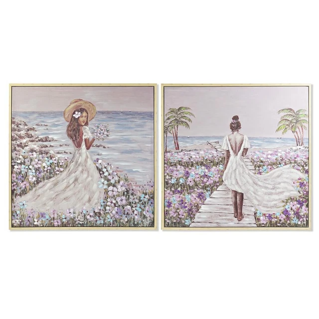 Cadre DKD Home Decor Plage méditerranéen (100 x 4 x 100 cm) (2 Unités)