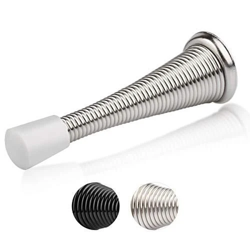 12 Pack Spring Door Stopper with Rubber Bumper Satin Nickel 3-1/8" Flexible