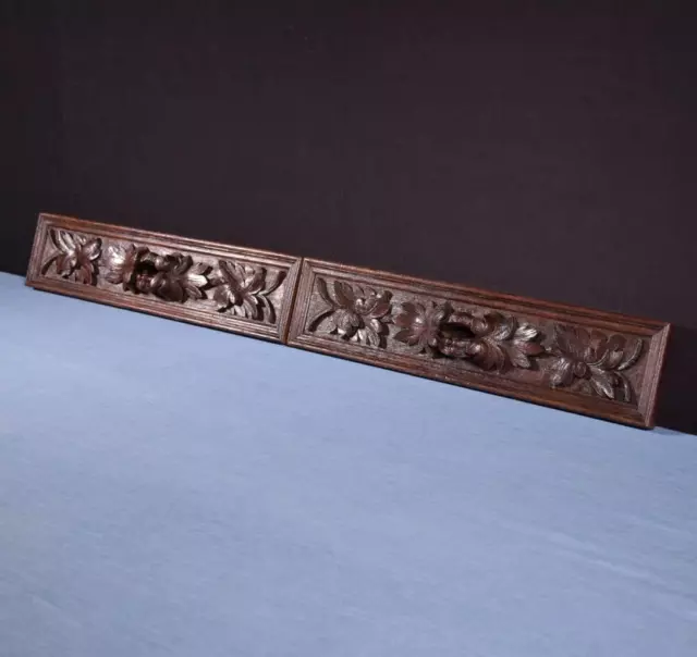 French Antique Carved Architectural Drawer Fronts/Panels in Solid Oak Wood
