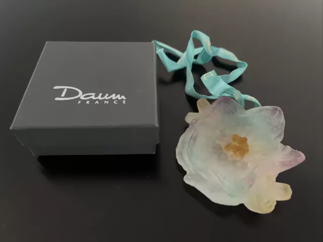 Daum Rose Flower 1995 Pate De Verre Glass Crystal Christmas Ornament De Noel