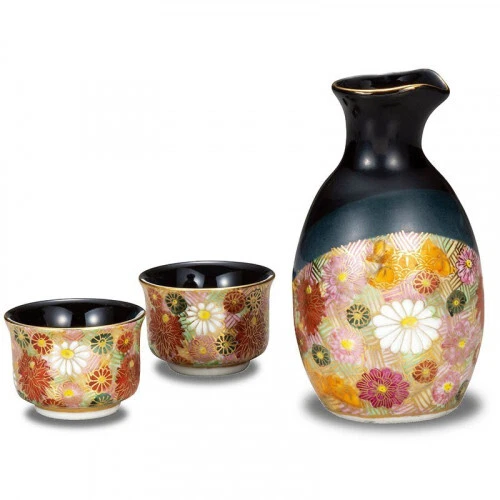 Kutani ware evening drink set, flower fillin from japan